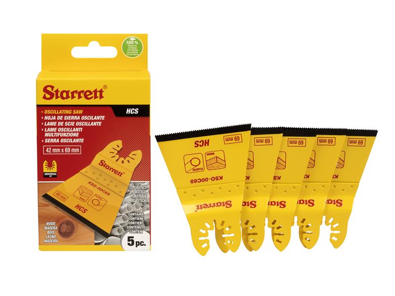 KSO-00C69-5 Flat-sided HCS Oscillating Blade 69 x 42mm x 18 TPI Pack of 5