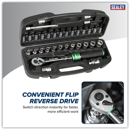 Sealey Premier Black Torque Wrench Set 1/4"Sq Drive 5-25Nm 33pc Model No-STW910B