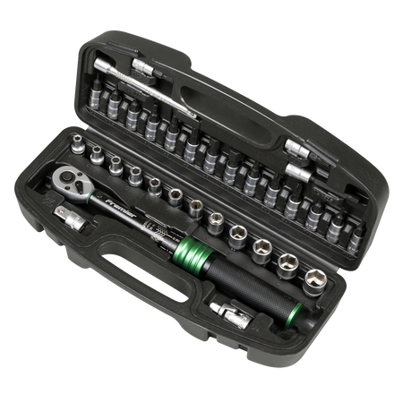 Sealey Premier Black Torque Wrench Set 1/4"Sq Drive 5-25Nm 33pc Model No-STW910B