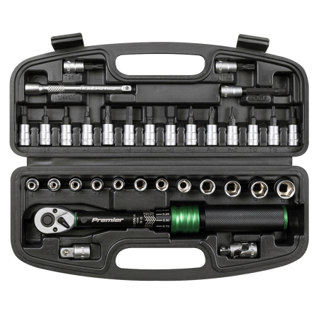 Sealey Premier Black Torque Wrench Set 1/4"Sq Drive 5-25Nm 33pc Model No-STW910B