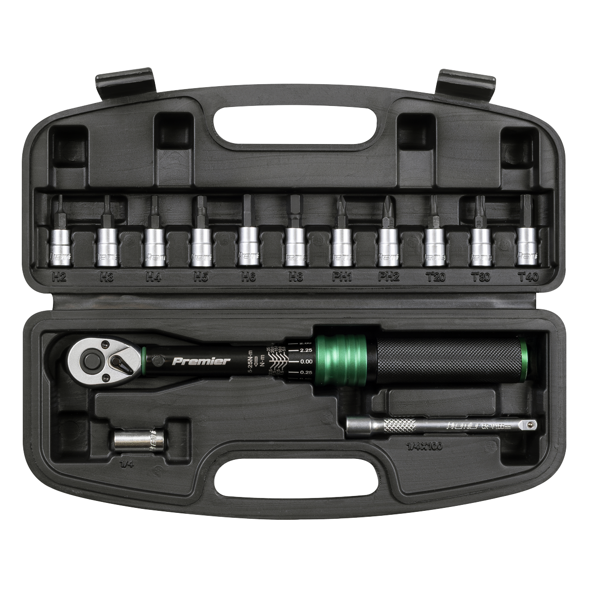 Sealey Torque Wrench Set 1/4"Sq Drive 5-25Nm 14pc Model No-STW911B