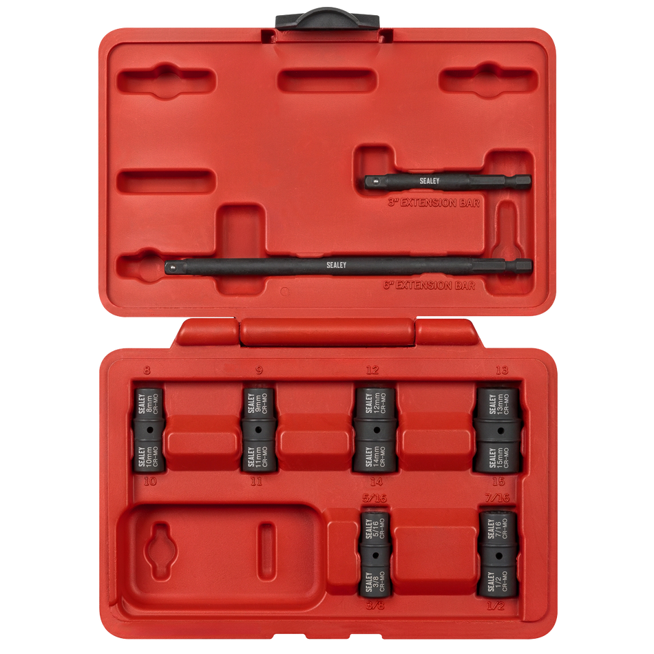 Sealey Flip Socket Set 1/4"Sq Drive 12-Point 8pc Model No-SX08