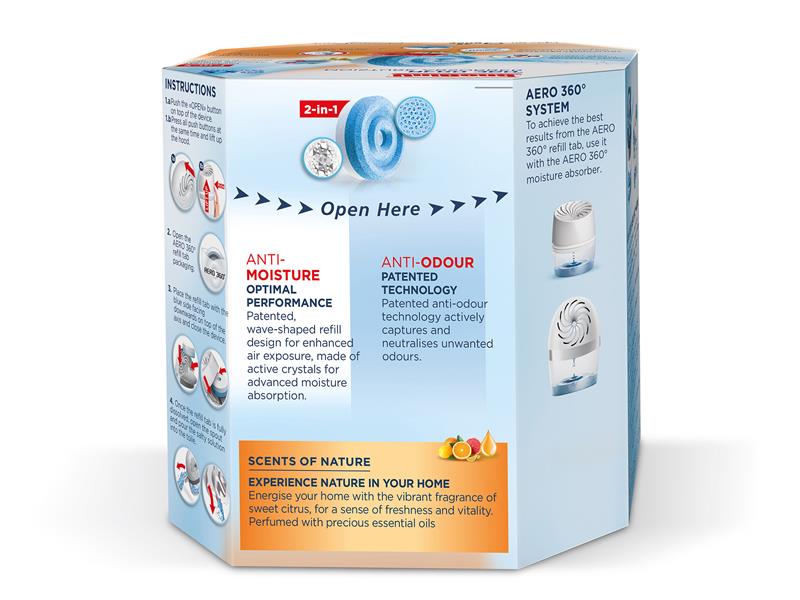 AERO 360º Moisture Absorber Citrus Refills (Pack 2)
