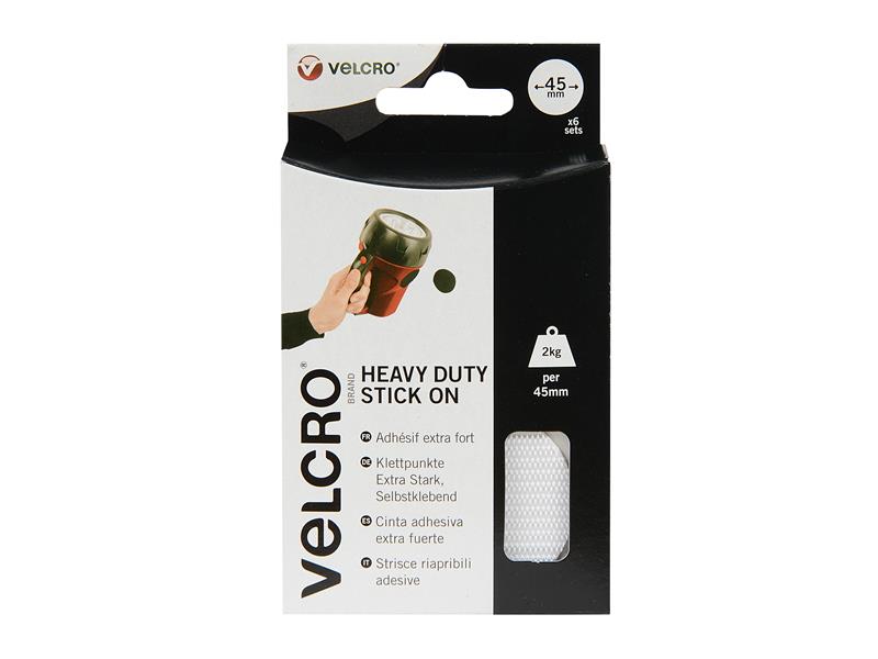 Heavy-Duty Stick On Coin 45mm x 6 Sets White 60249