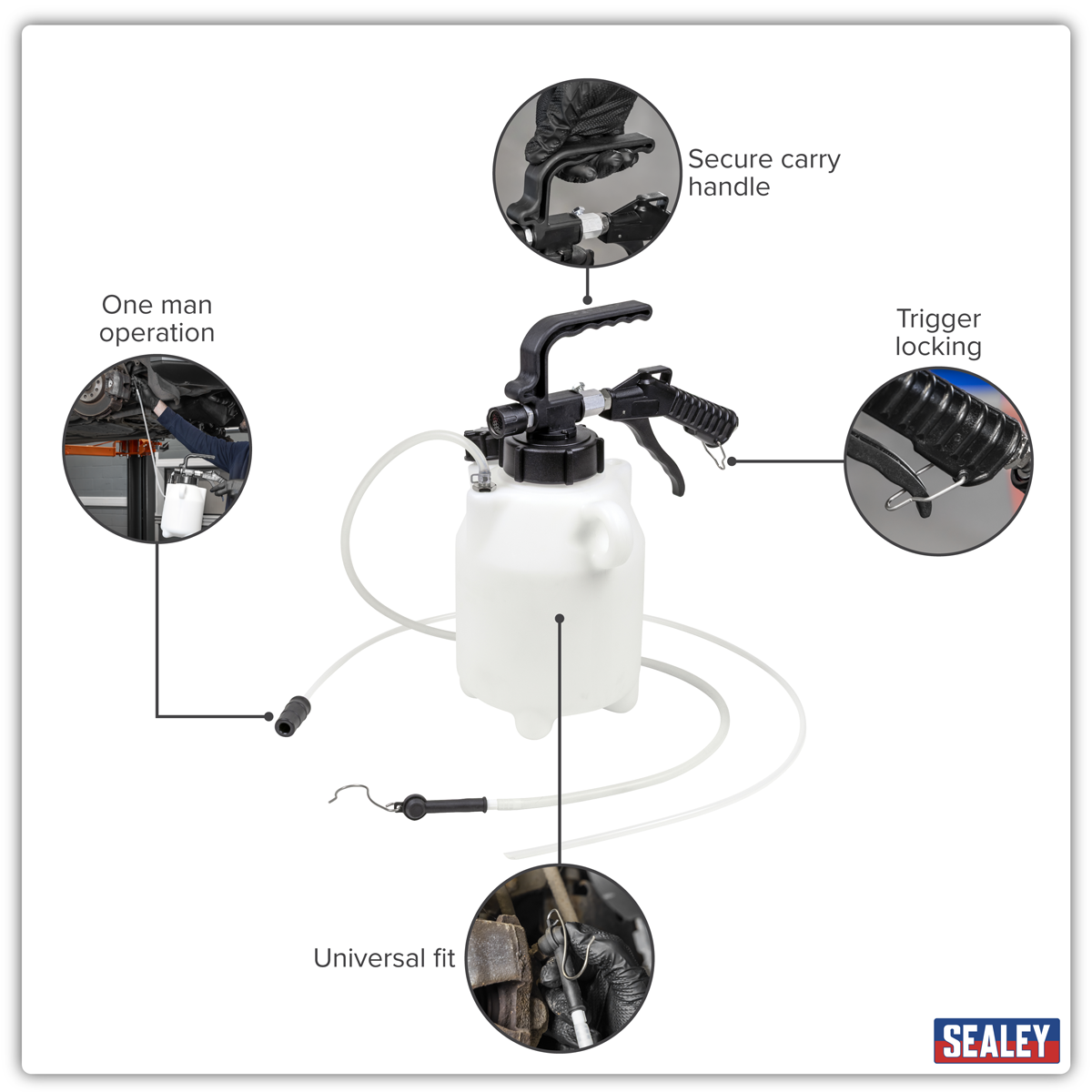 Sealey Pneumatic Fluid Extractor/Brake Bleeder 2.5L Model No-VS835