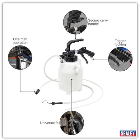 Sealey Pneumatic Fluid Extractor/Brake Bleeder 2.5L Model No-VS835